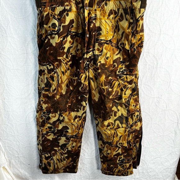 Mount'n Prairie Vintage Camo Hunting Overall Bibs Men's L Brown Tan Felted Pants - Picture 3 of 16